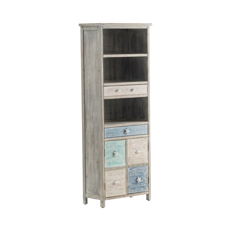 Crestview Collection - Key West Grey Driftwood and Multi Color Nautical 2 Drawer and 2 Door Storage Cabinet - CVFZR4048 - CLOSEOUT