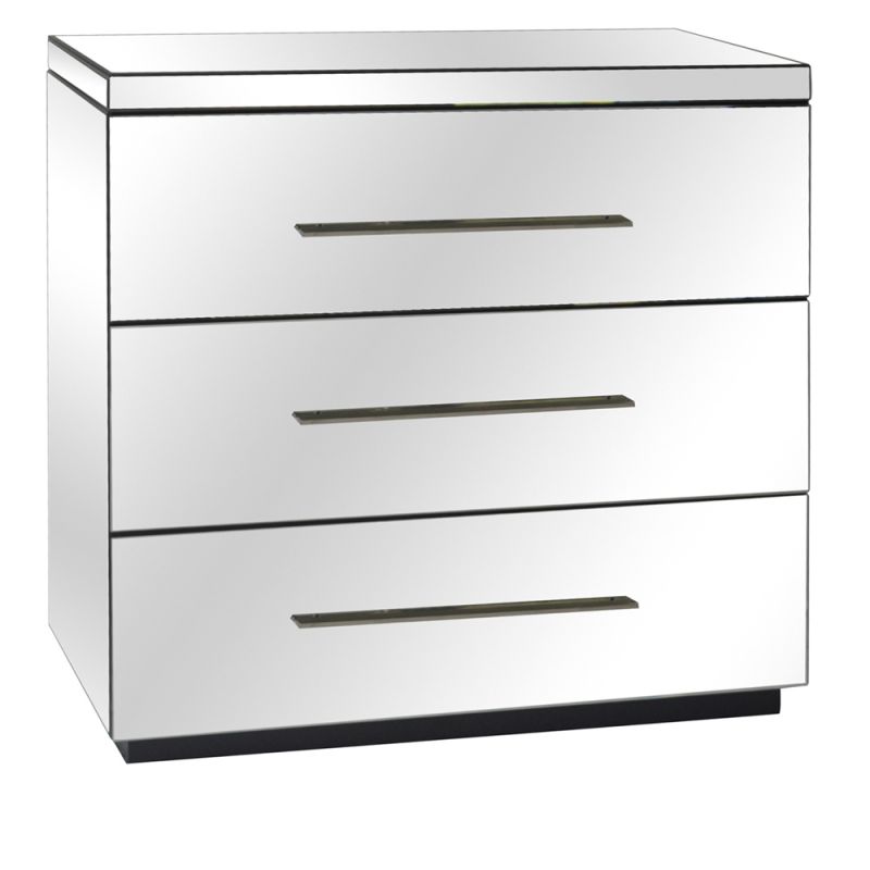 Crestview Collection - Melrose 3 Drawer Beveled Mirror Chest and Chrome Hardware - CVFZR5020