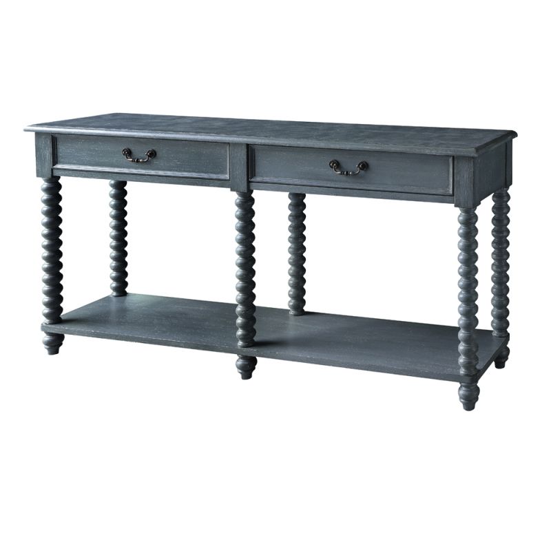 Crestview Collection - Morrisey Turned Leg Slate Grey 2 Drawer Console - CVFZR4598 - CLOSEOUT