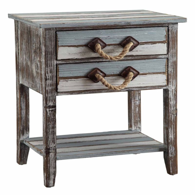 Crestview Collection - Nantucket 2 Drawer Weathered Wood Accent Table - CVFZR693