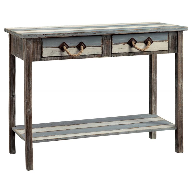 Crestview Collection - Nantucket 2 Drawer Weathered Wood Console - CVFZR696