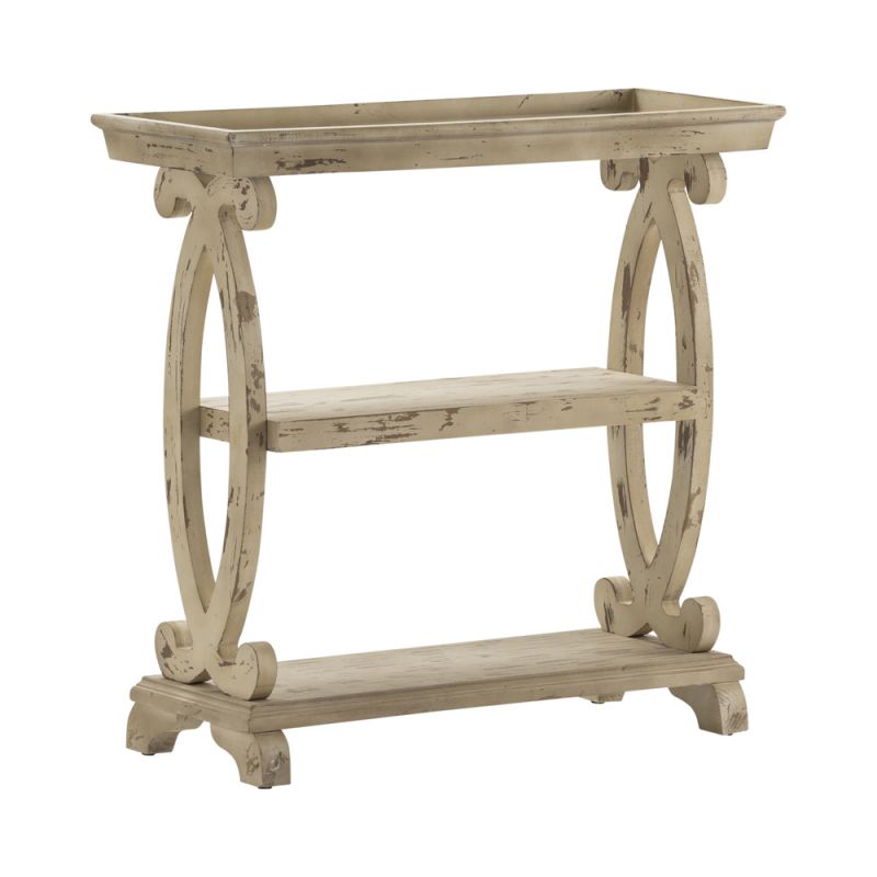 Crestview Collection - Newport Distressed White Shaped Console Table - CVFZR1538