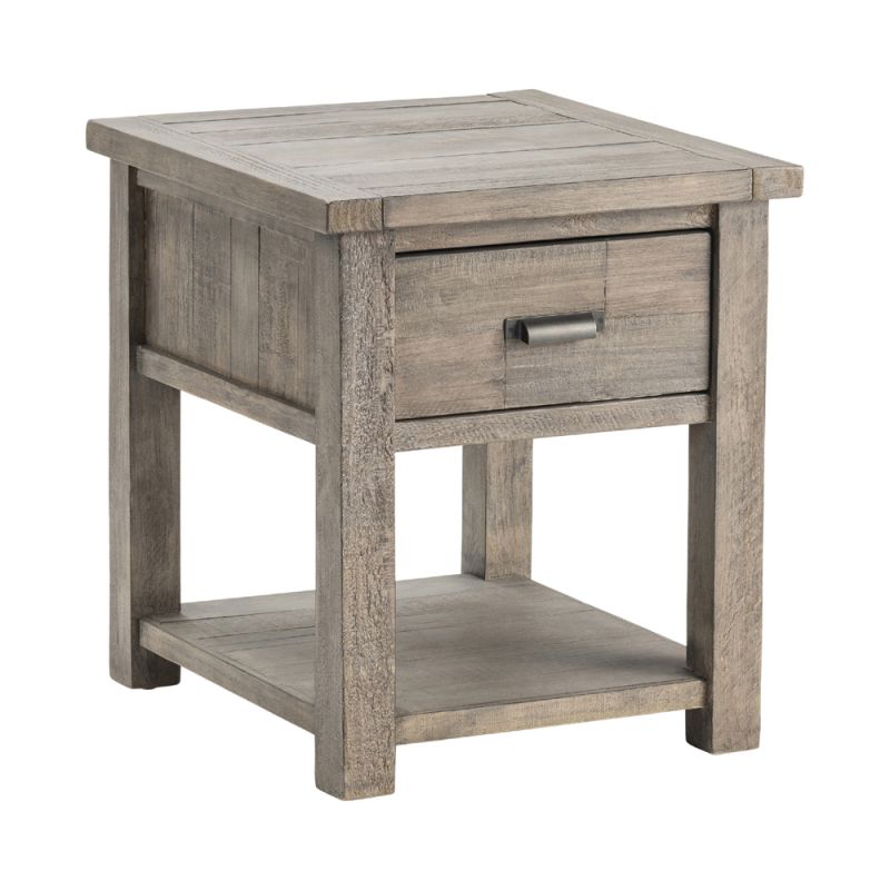 Crestview Collection - Pembroke Plantation Recycled Pine Distressed Grey 1 Drawer Rectangle End Table - CVFVR8026