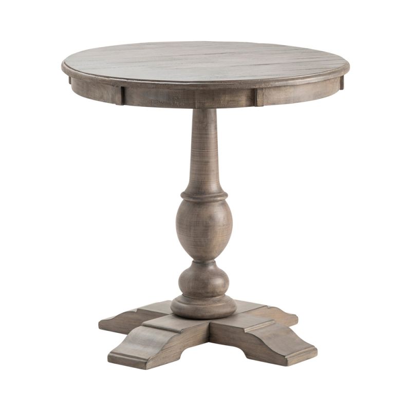 Crestview Collection - Pembroke Plantation Recycled Pine White Wash Round Accent Table - CVFVR8039