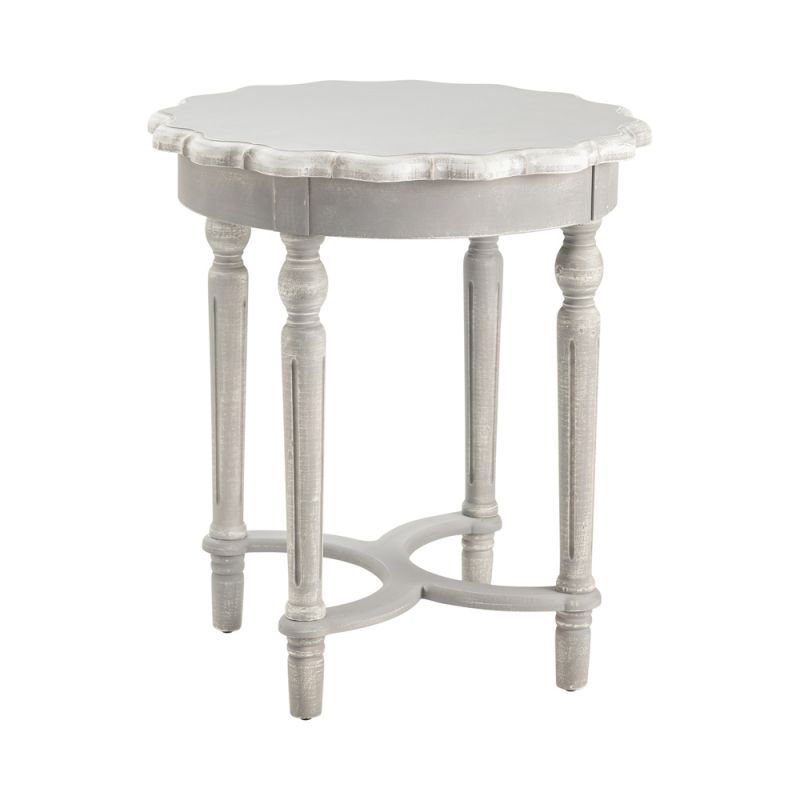 Crestview Collection - Pembroke Turned Leg Chalk Grey Scalloped Accent Table - CVFZR3530 - CLOSEOUT