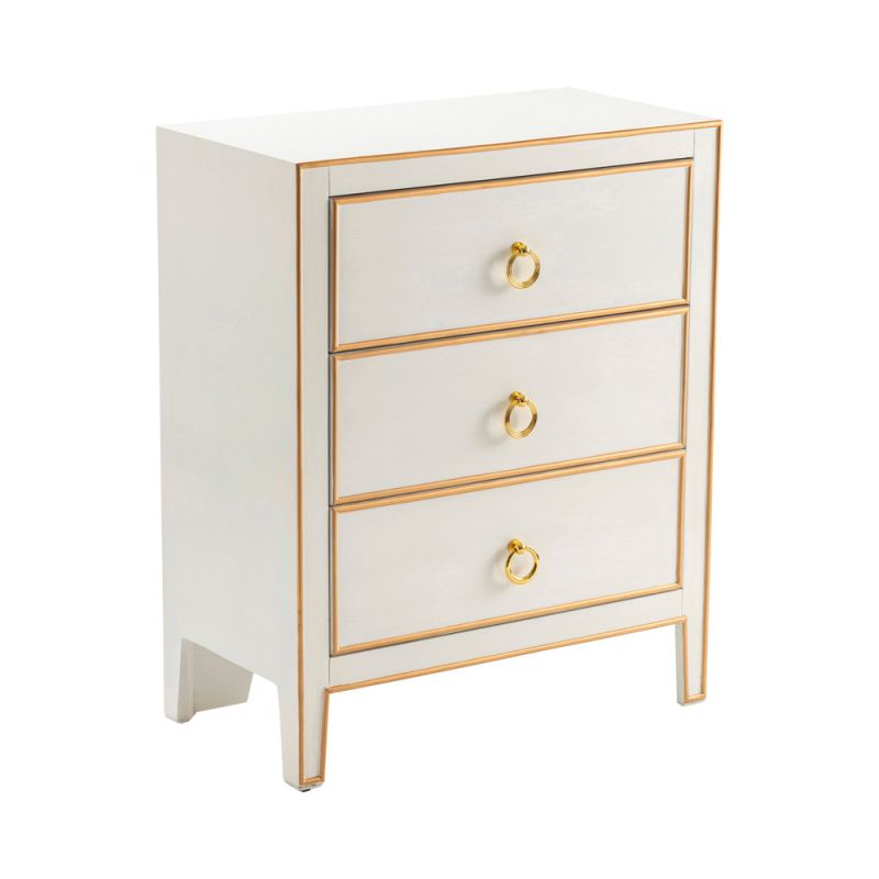 Crestview Collection - Phoebe White and Gold 3 Drawer Chest - CVFZR5037