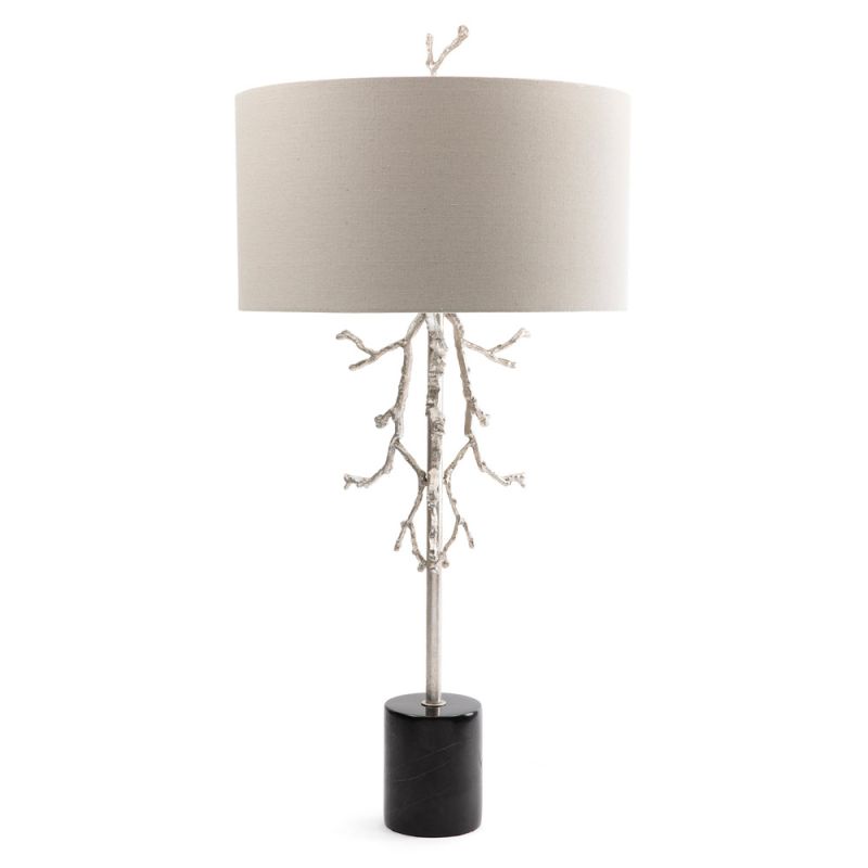 Crestview Collection - Rowan Table Lamp Pale Grey Linen Drum Shade - CVAZMB006