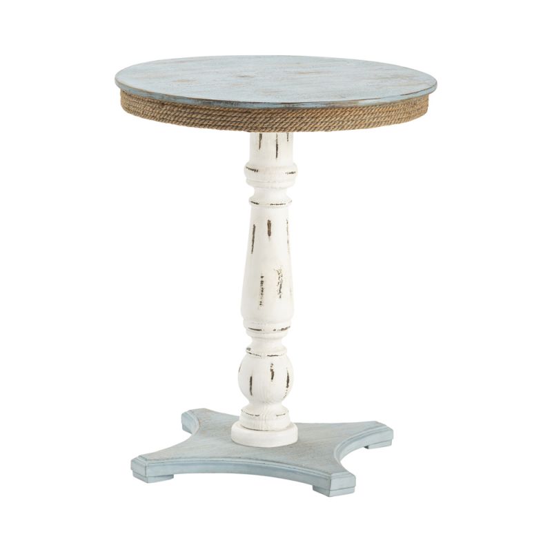 Crestview Collection - Sea Isle Two Tone Rustic Coastal Wood and Rope Apron Accent Table - CVFZR1709