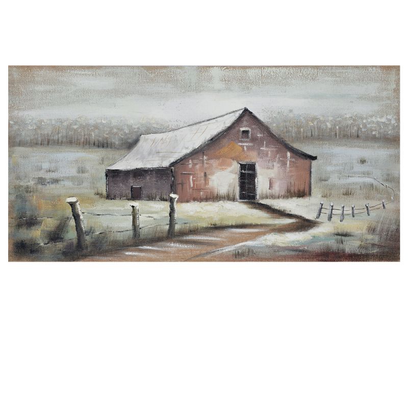 Crestview Collection - Seasonal Barn 3 Hand Painted on Burlap - CVTOP2681 - CLOSEOUT