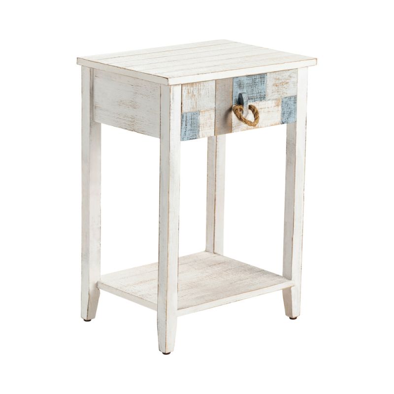 Crestview Collection - South Shore Multi Color Nautical Patchwork 1 Drawer Accent Table - CVFZR3561