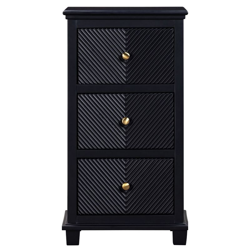 Crestview Collection - Three Drawer Black Chest - FVR0082