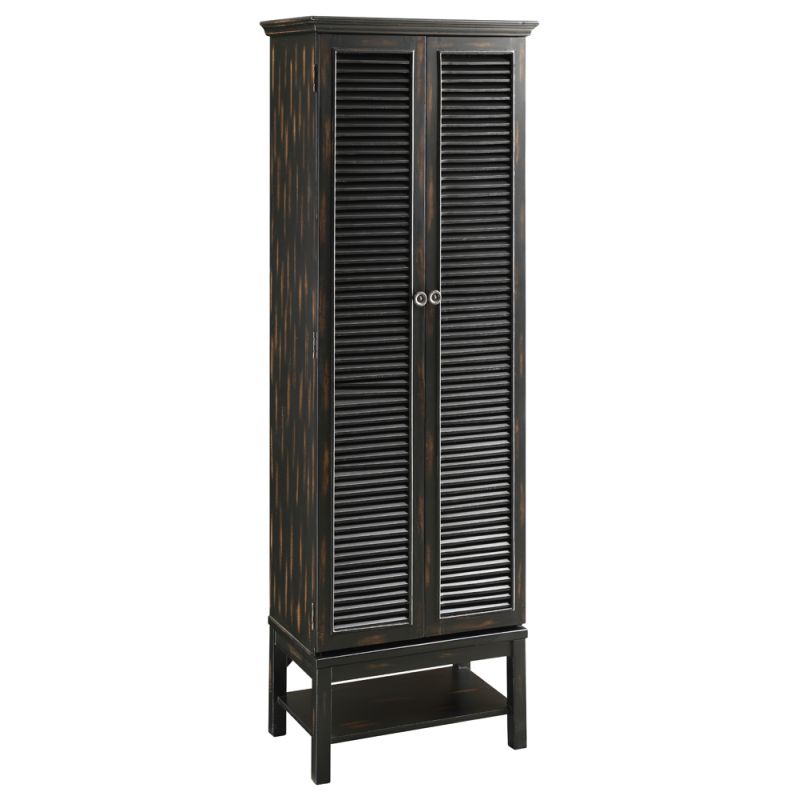 Crestview Collection - Wilmington Louvered Door Tall Black Cabinet - CVFZR1271