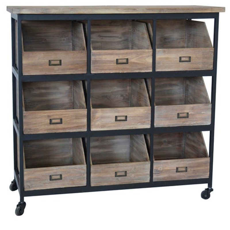 Crestview Collection - Wood Msh Storage Bin 9 open Drawer Storage - CVFZR5054 - CLOSEOUT
