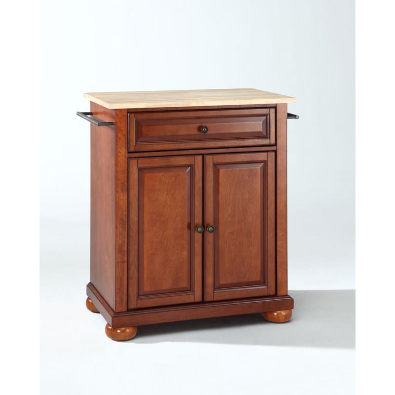Crosley Furniture - Alexandria Natural Wood Top Portable Kitchen Island in Classic Cherry Finish - KF30021ACH