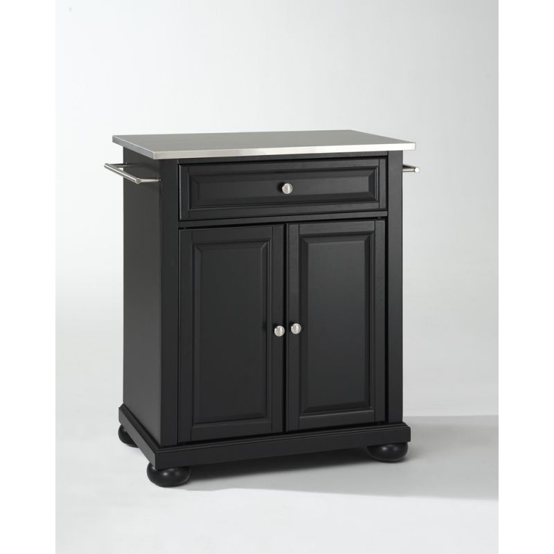 Crosley Furniture - Alexandria Stainless Steel Top Portable Kitchen Island in Black Finish - KF30022ABK