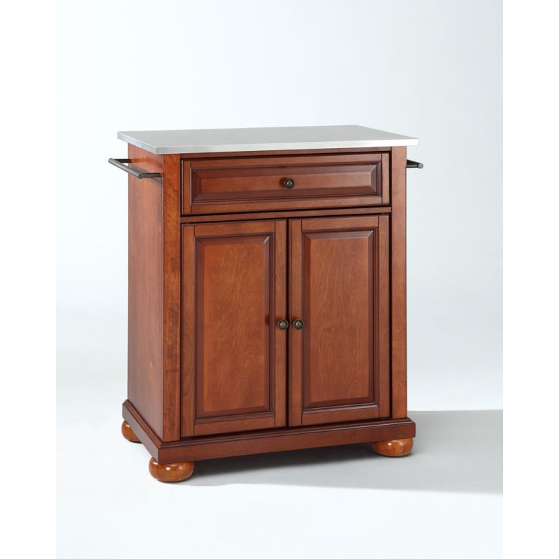 Crosley Furniture - Alexandria Stainless Steel Top Portable Kitchen Island in Classic Cherry Finish - KF30022ACH