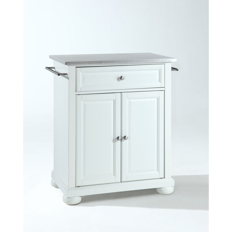 Crosley Furniture - Alexandria Stainless Steel Top Portable Kitchen Island in White Finish - KF30022AWH