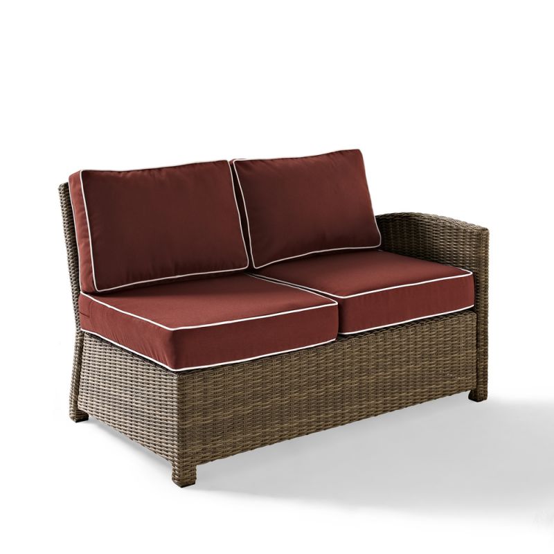 Crosley Furniture - Bradenton Outdoor Wicker Sectional Left Corner Loveseat with Sangria Cushions - KO70016WB-SG