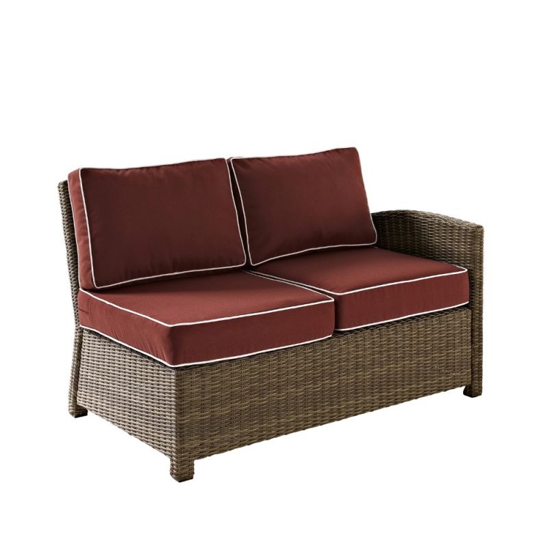 Crosley Furniture - Bradenton Outdoor Wicker Sectional Right Corner Loveseat with Sangria Cushions - KO70015WB-SG