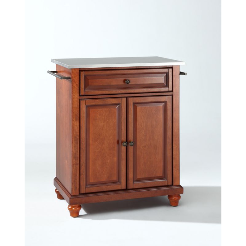 Crosley Furniture - Cambridge Stainless Steel Top Portable Kitchen Island in Classic Cherry Finish - KF30022DCH