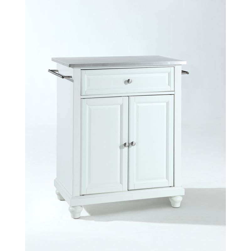 Crosley Furniture - Cambridge Stainless Steel Top Portable Kitchen Island in White Finish - KF30022DWH
