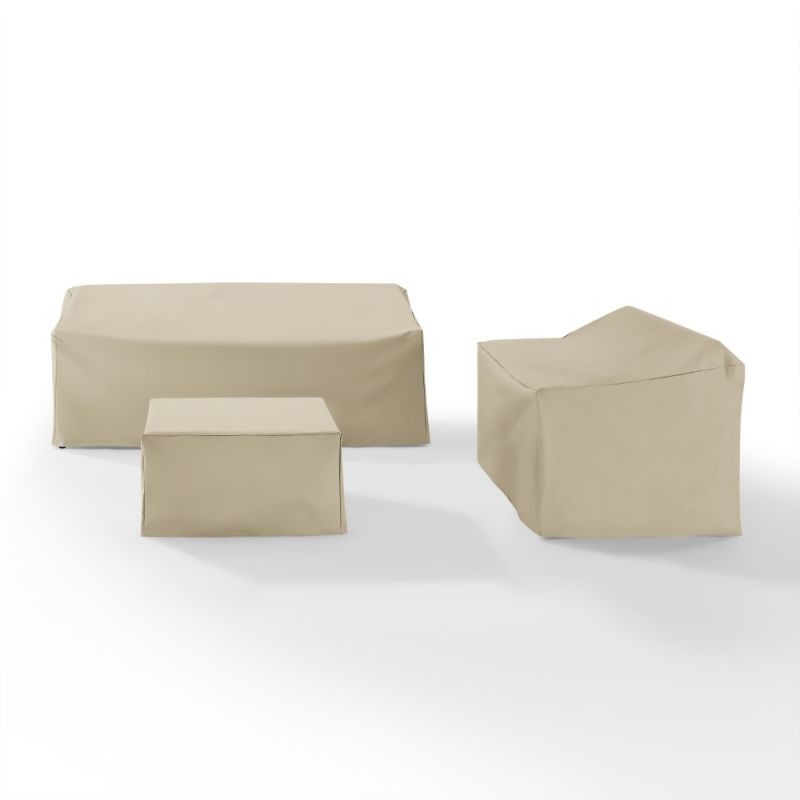Crosley Furniture - 3 Piece Sectional Cover Set Tan - Loveseat, Sofa, Square Table/Ottoman - MO75010-TA