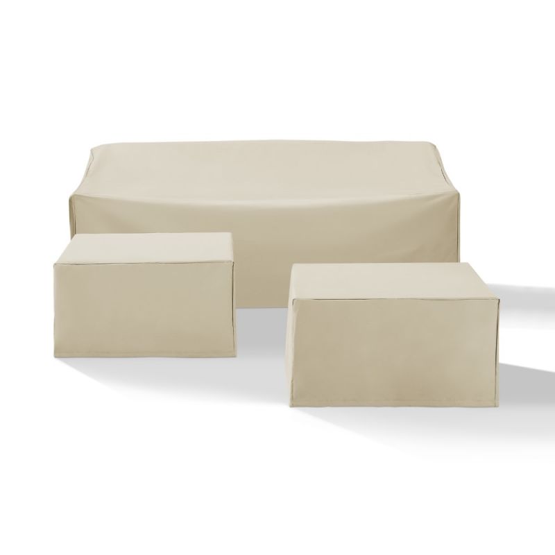 Crosley Furniture - 3 Piece Sectional Cover Set Tan - Sofa, 2 Square Table/Ottoman - MO75013-TA