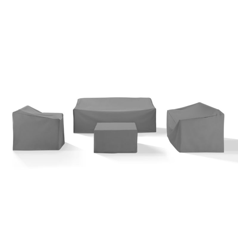 Crosley Furniture - 4 Piece Sectional Cover Set Gray - Loveseat, Sofa, Square Table/Ottoman, Arm Chair - MO75011-GY