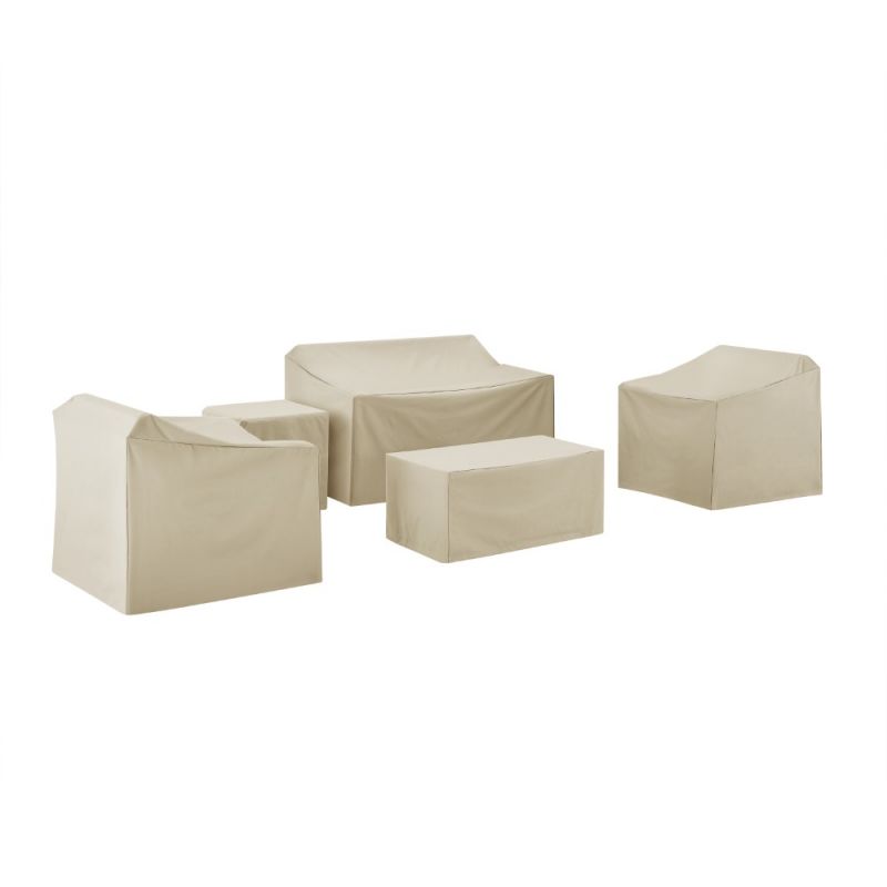 Crosley Furniture - 5 Piece Furniture Cover Set Tan - Loveseat, Two Arm Chairs, End Table, Rectangle Table - MO75007-TA