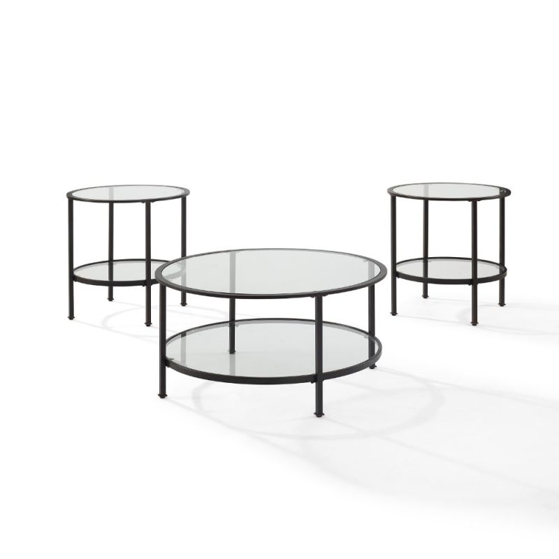 Crosley Furniture - Aimee 3 Piece Coffee Table Set Oil Rubbed Bronze - Coffee, 2 End Tables - KF13020BZ