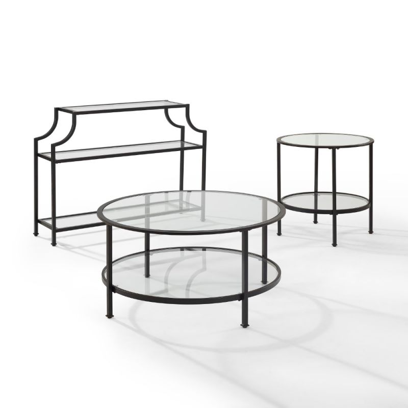 Crosley Furniture - Aimee 3 Piece Occasional Table Set Oil Rubbed Bronze - Console, Coffee, End Table - KF13019BZ