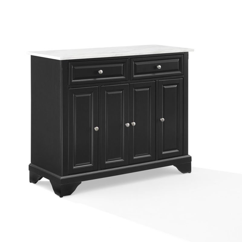 Crosley Furniture - Avery Kitchen Island/Cart Distressed Black/ White Marble - CF3021-BK