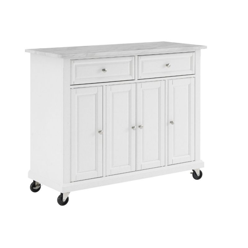 Crosley Furniture - Avery Kitchen Island/Cart Distressed White/ White Marble - CF3021-WH