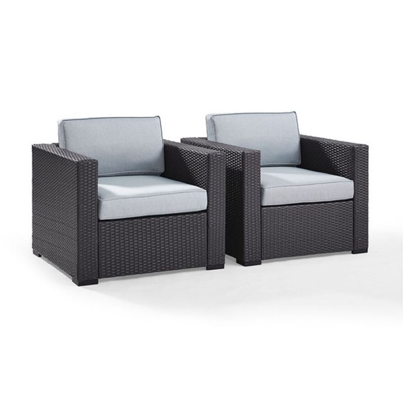 Crosley Furniture - Biscayne 2 Person Outdoor Wicker Seating Set in Mist - Two Outdoor Wicker Chairs - KO70103BR-MI