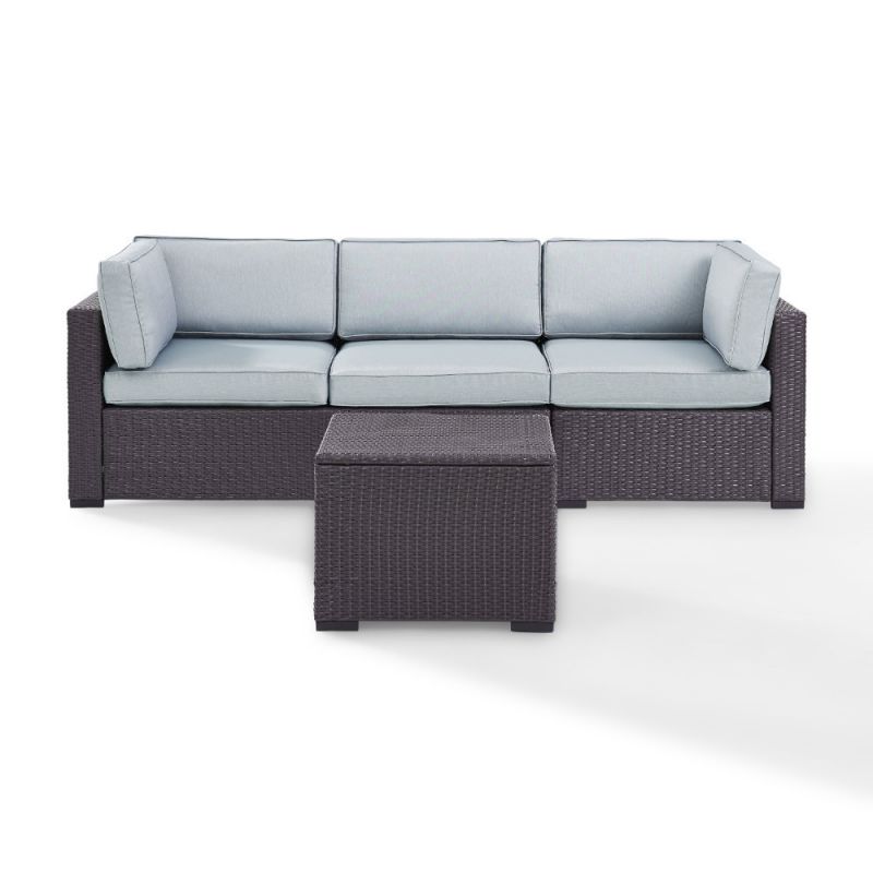 Crosley Furniture - Biscayne 3Pc Outdoor Wicker Sofa Set in Mist - One Loveseat, One Corner & Coffee Table - KO70111BR-MI_CLOSEOUT