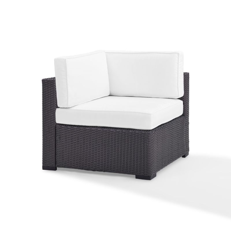Crosley Furniture - Biscayne Corner Chair With White Cushions - KO70126BR-WH