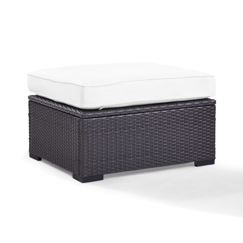 Crosley Furniture - Biscayne Ottoman With White Cushions - KO70127BR-WH