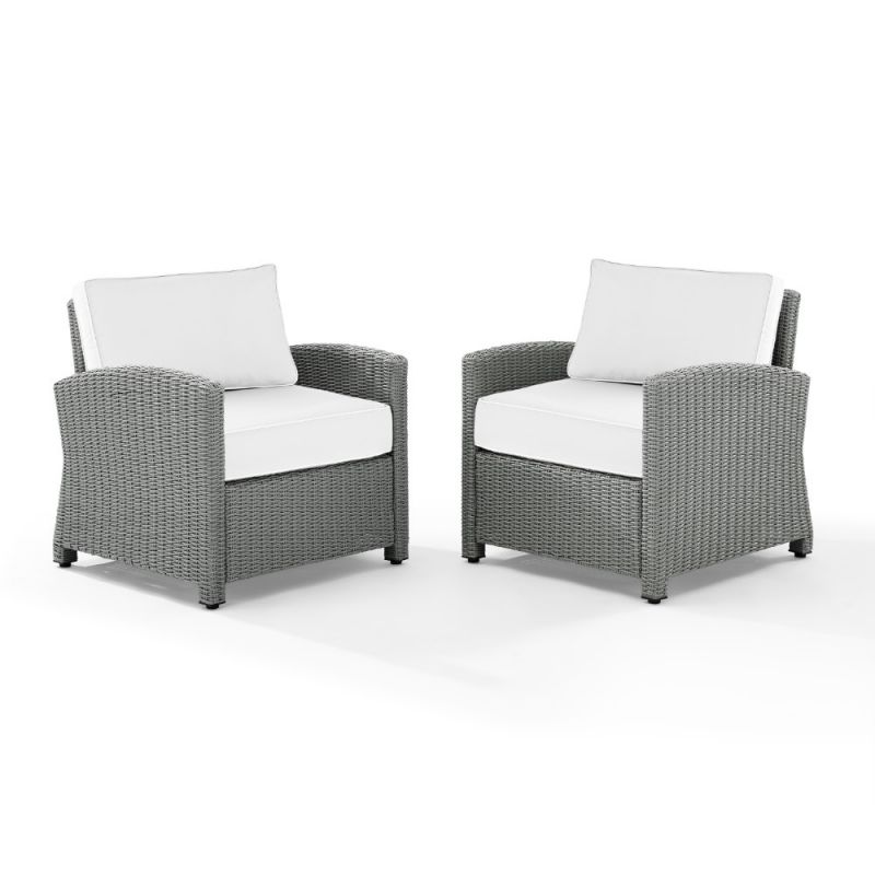 Crosley Furniture - Bradenton 2Pc Outdoor Armchair Set - Sunbrella White/Gray - 2 Armchairs - KO70026GY-WH