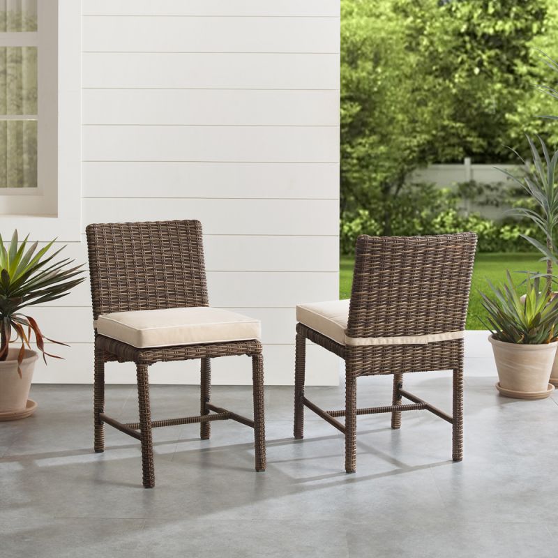 Crosley Furniture - Bradenton 2Pc Outdoor Wicker Dining Chair Set Sand/Weathered Brown - 2 Dining Chairs - KO70421WB-SA