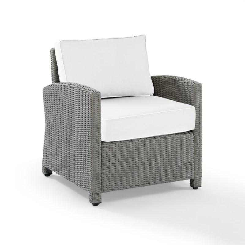 Crosley Furniture - Bradenton Outdoor Armchair - Sunbrella White/Gray - KO70023GY-WH_CLOSEOUT