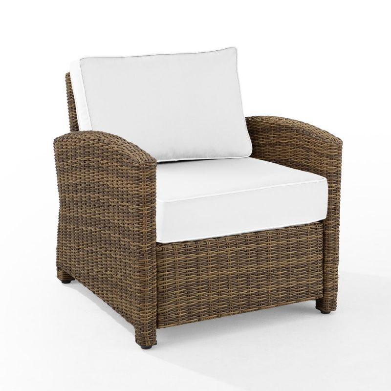 Crosley Furniture - Bradenton Outdoor Armchair - Sunbrella White/Weathered Brown - KO70023WB-WH