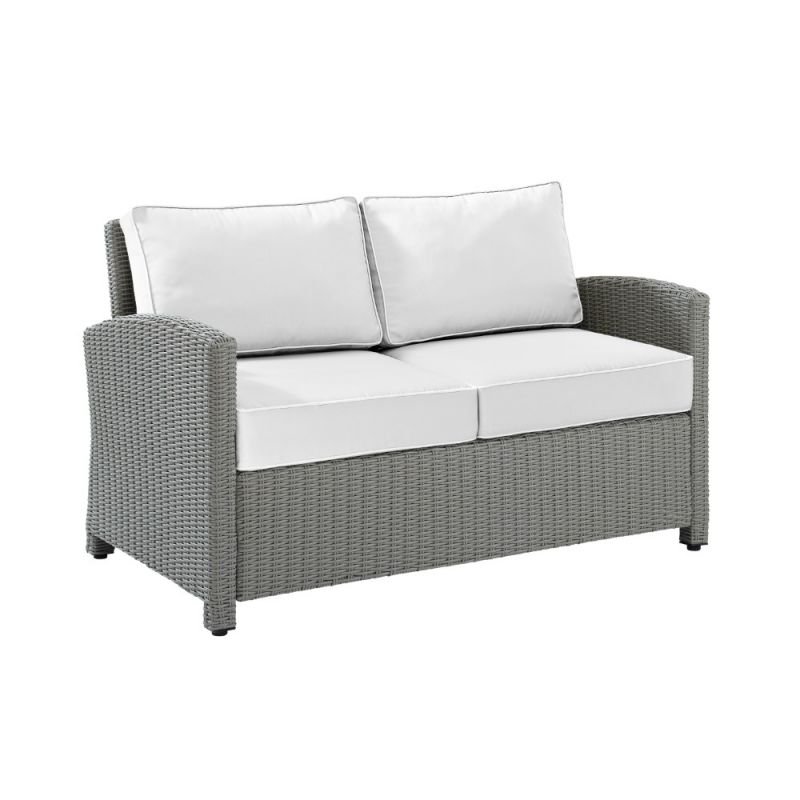 Crosley Furniture - Bradenton Outdoor Loveseat - Sunbrella White/Gray - KO70022GY-WH_CLOSEOUT