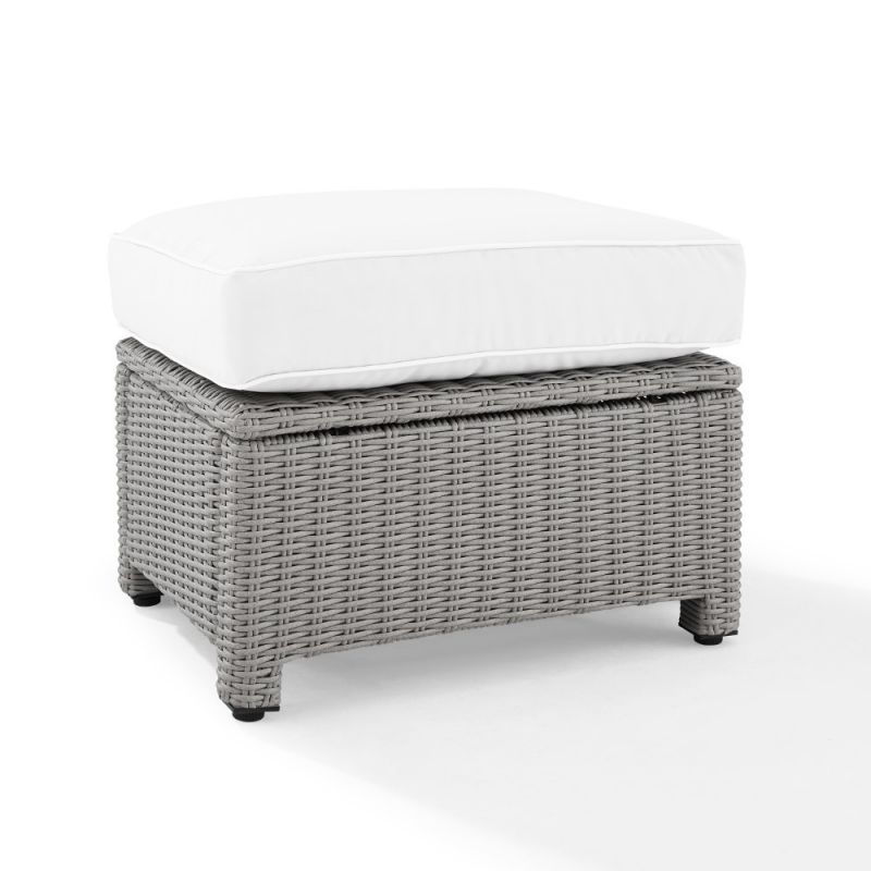 Crosley Furniture - Bradenton Outdoor Ottoman - Sunbrella White/Gray - KO70014GY-WH