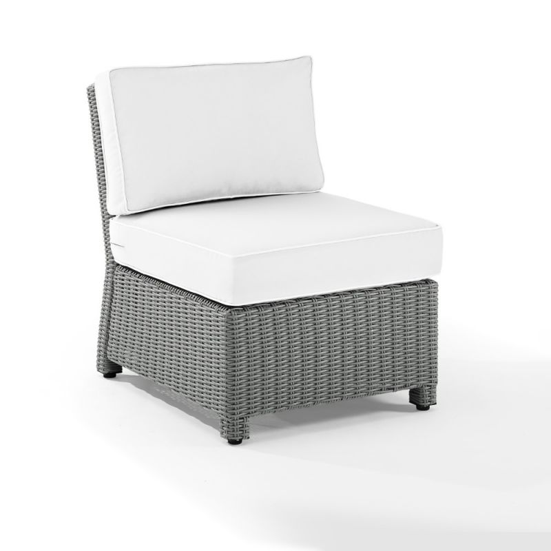 Crosley Furniture - Bradenton Outdoor Sectional Center Chair - Sunbrella White/Gray - KO70017GY-WH