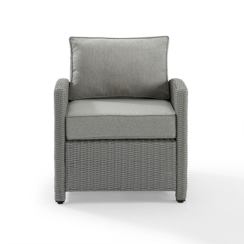Crosley Furniture - Bradenton Outdoor Wicker Arm Chair Gray/Gray - KO70023GY-GY