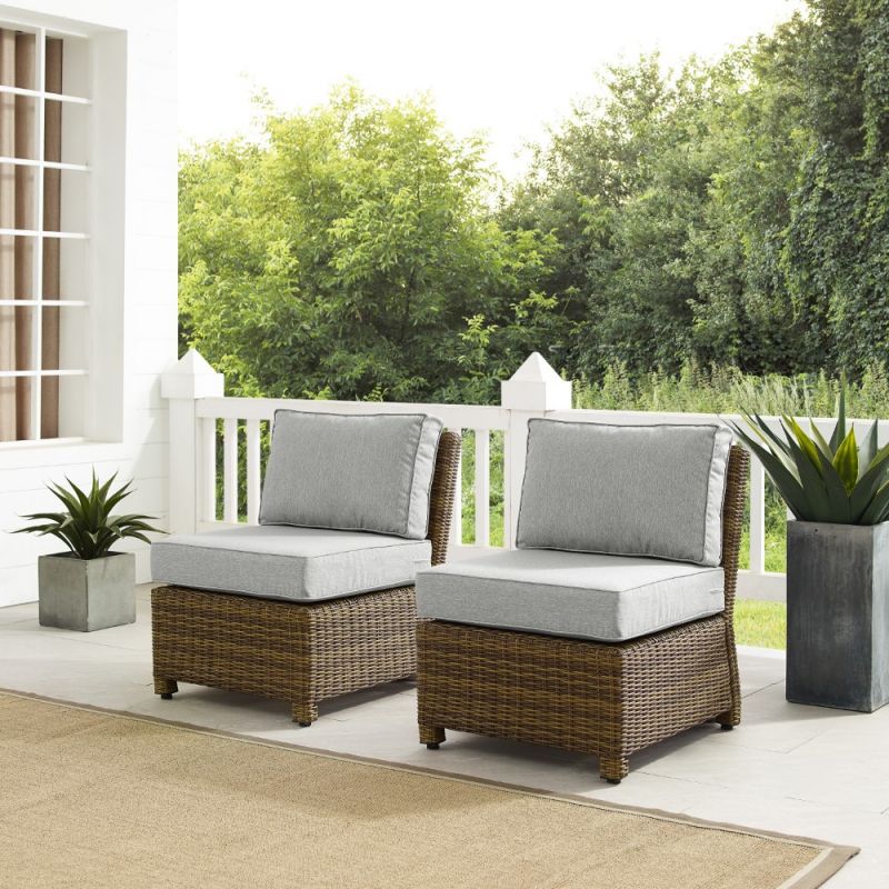 Crosley Furniture - Bradenton Outdoor Wicker Chair Set Gray- Weathered Brown (Set of 2) - KO70173WB-GY