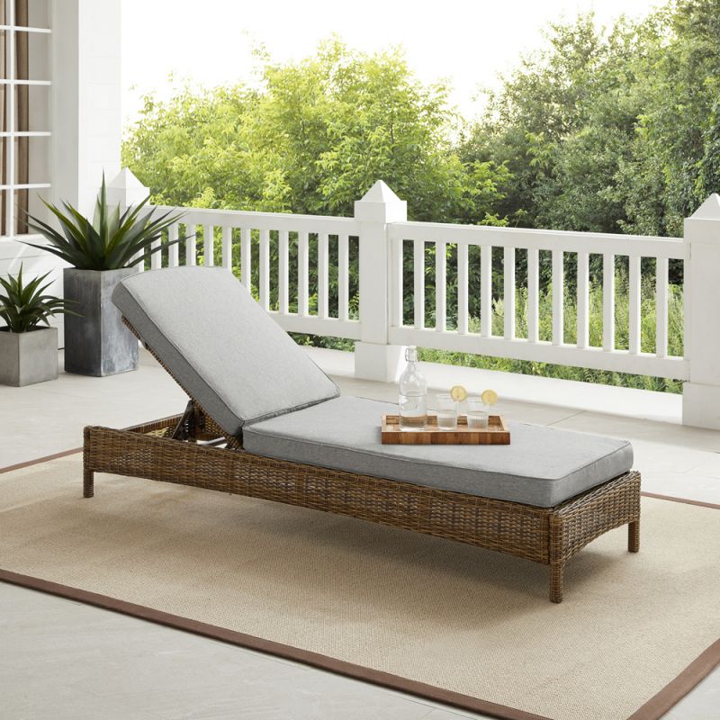 Crosley Furniture - Bradenton Outdoor Wicker Chaise Lounge Gray/Weathered Brown - KO70070WB-GY