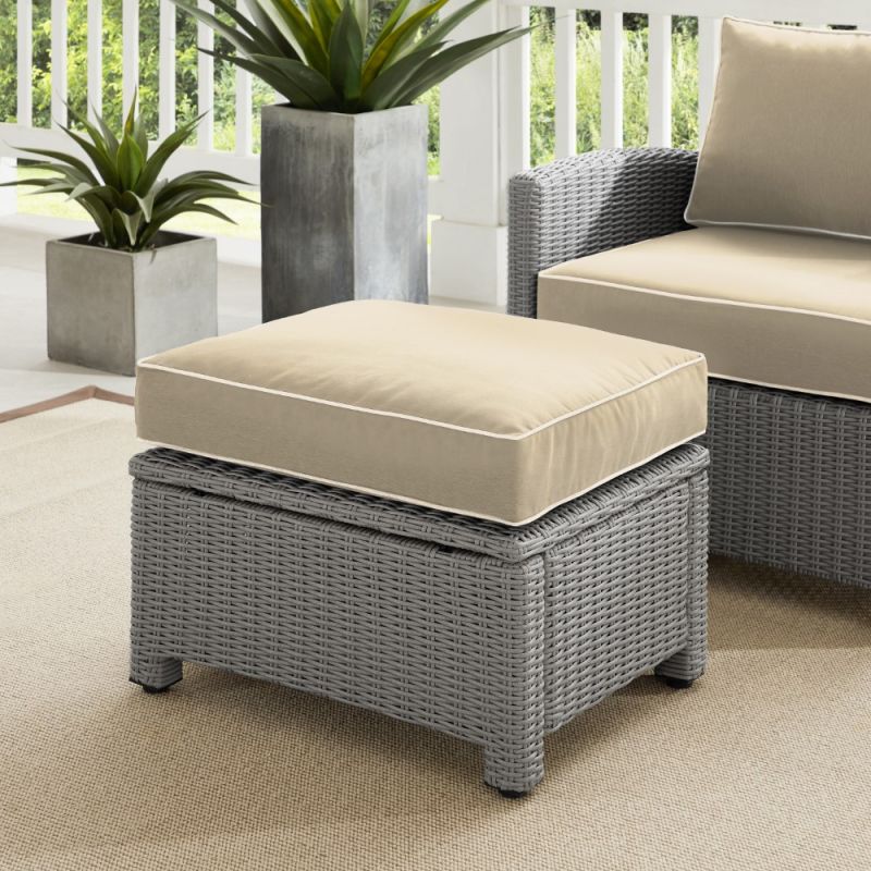 Crosley Furniture - Bradenton Outdoor Wicker Ottoman Sand-Gray - KO70014GY-SA