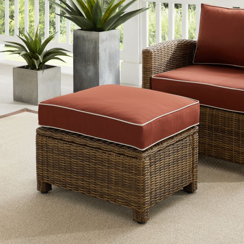 Crosley Furniture - Bradenton Outdoor Wicker Ottoman Sangria/Weathered Brown - KO70014WB-SG