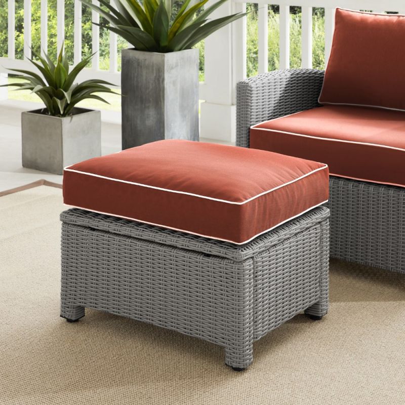 Crosley Furniture - Bradenton Outdoor Wicker Ottoman Sangria-Gray - KO70014GY-SG